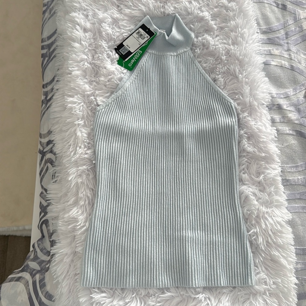 PALE BLUE GUESS TURTLNECK STRETCH TOP